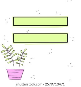 An illustration of plant, blank labels, memos, and notebooks with nature concept.