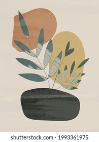 Illustration plant botanical gardens vector EPS 10 print hand draw painted abstract shapes modern art Scandinavian nordic design style