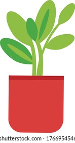 Ilustración de una planta dentro de una olla. Diseño moderno y plano. Mínimo. Vector.