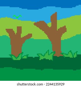 illustration of plant pictures in pixel art vector stock style