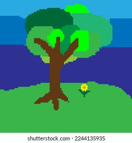 illustration of plant pictures in pixel art vector stock style