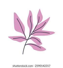 Illustration of plant with pink large leaves. Perfect for creating minimalist plant designs