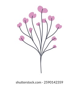 Illustration of plant with pink leaves. Perfect for creating minimalist plant designs