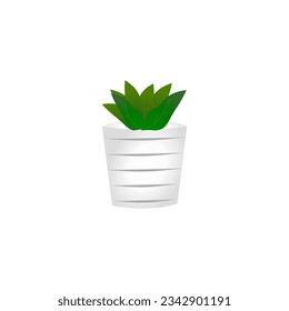 The illustration of plant is planting in pot for icon eco plant in door plant concept