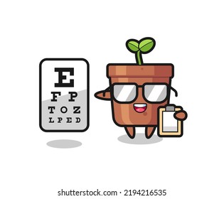 Illustration of plant pot mascot as an ophthalmology , cute style design for t shirt, sticker, logo element