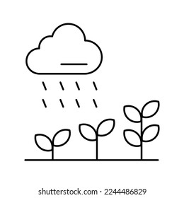 illustration of plant and rain, growing plant icon vector