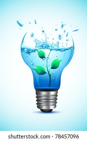 illustration of plant sapling in broken light bulb