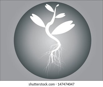 illustration of plant sapling growing on abstract background