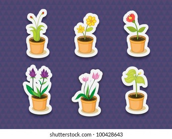 Illustration of plant stickers on white