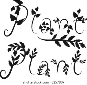 Illustration of Plant text, with no gradients.