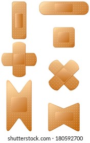 Illustration of the plasters for first-aid on a white background