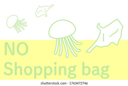 Ilustración de una bolsa de plástico flotando en el mar como una medusa
Ilustración del vector