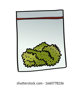 Illustration von Plastiktüten mit Unkraut. Vektorillustration Cartoon-Bild von kleinen Plastiktüten mit Marihuana Knospen in.