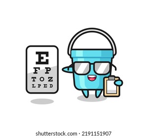 Illustration of plastic bucket mascot as an ophthalmology , cute style design for t shirt, sticker, logo element