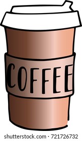 Illustration plastic coffee cup to go with hand written "Coffee"
