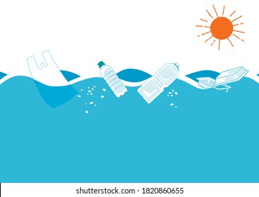 Illustration of plastic pollution by plastic