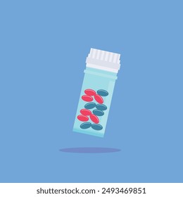 illustration of plastic tube shaped medicine pill container