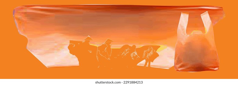 Illustration of plastic waste scavengers, environmental fighters