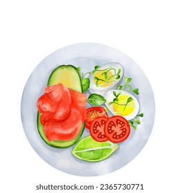  illustration of a plate of breakfast menu