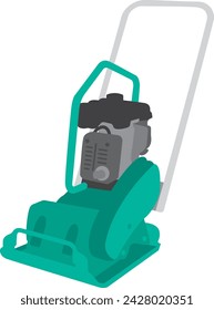 Illustration of a plate compactor with flat design seen from an angle
