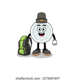 Illustration of plate mascot as a hiker , character design