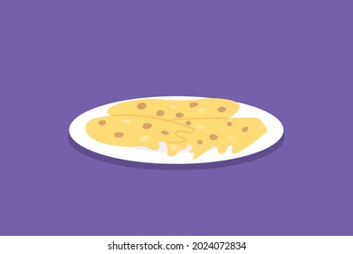 illustration of a plate of peanut brittle or cracker. fried. food made from flour and peanuts or soybeans. food from indonesia or asia. flat cartoon style. vector design