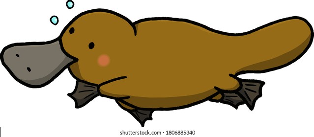 Illustration of a platypus swimming in the water