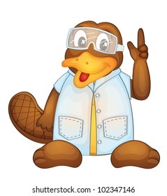 Illustration of a platypus wearing a lab coat