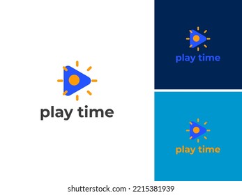 BOTÓN DE JUEGO ILUSTRATIVO CON UN VECTOR DE DISEÑO DE ICONOS DE LOGOTIPO SENCILLO A TIEMPO