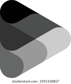 Illustration of the play icon with black to gray gradations.