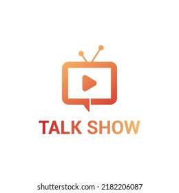 Illustration play video Talk Show TV Channel Logo Design Concept
