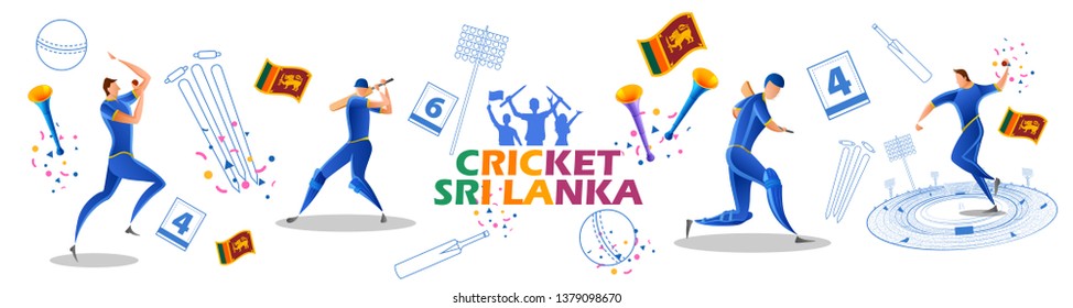 illustration of Player batsman and bowler of Team Sri Lanka playing cricket championship sports