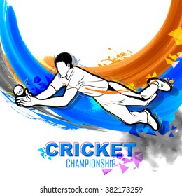 illustration of player fielding in cricket championship