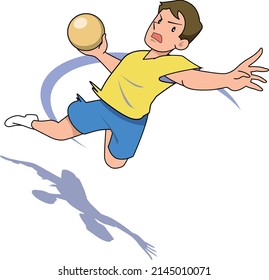 It is an illustration of a player throwing a handball.