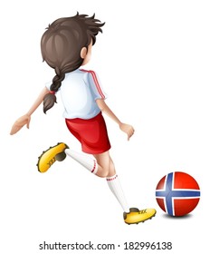 Illustration of a player using the ball from Norway on a white background