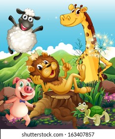 Illustration of the playful animals