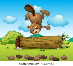 Ilustración de un castor juguetón