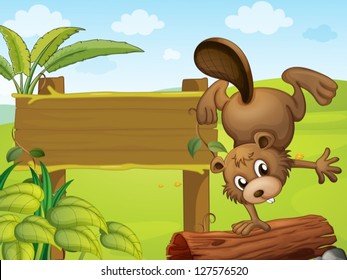 Illustration of a playful beaver