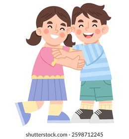 Illustration of Playful Children Embracing Each Other