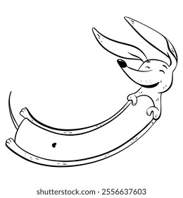 An illustration of a playful dog captured in motion, showcasing its lively energy and charm