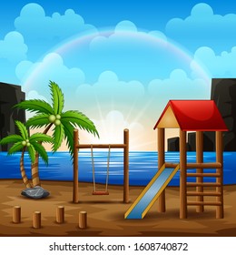 Illustration of playground on the beach
