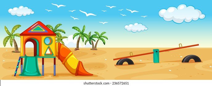 Illustration of a playground on the beach