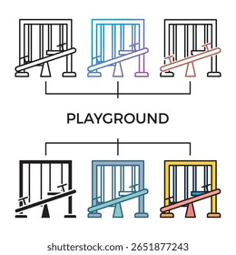 Illustration of playground symbol representing children's outdoor play area, recreation zone, and family-friendly public space with equipment for fun and activity.