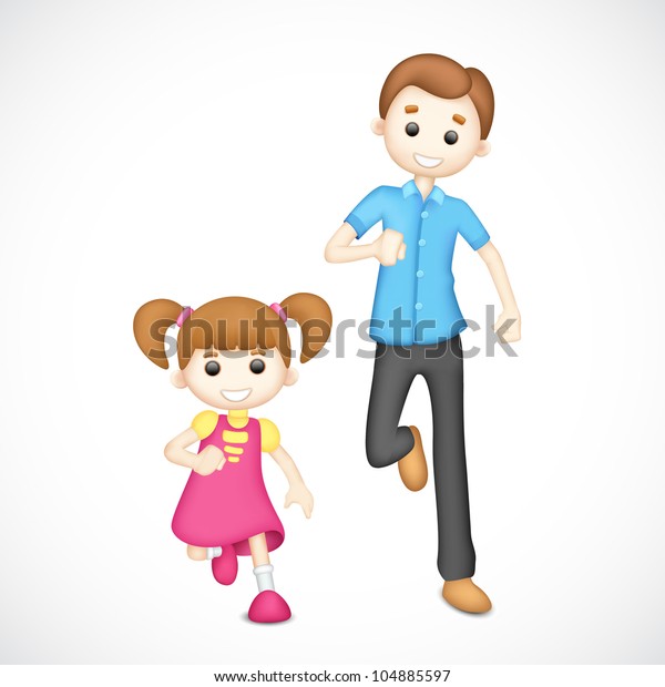 Download Illustration Playing 3d Father Daughter Vector Stock ...