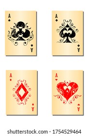 illustration with playing card aces pattern in retro and vintage style.