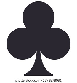 Illustration of playing card clubs symbol isolated on white background.