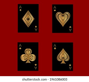 
the illustration - playing card set of aces.