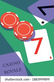 Illustration of playing cards and chips
