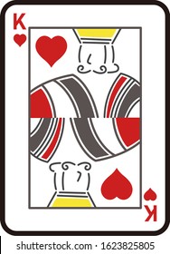 Illustration of playing cards used for casino and magic. King of hearts.