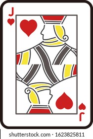 Illustration of playing cards used for casino and magic. Jack of hearts.